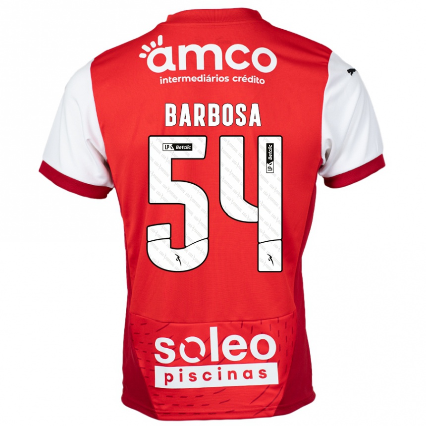 Niño Fútbol Camiseta Guilherme Barbosa #54 Rojo Blanco 1ª Equipación 2024/25 Argentina