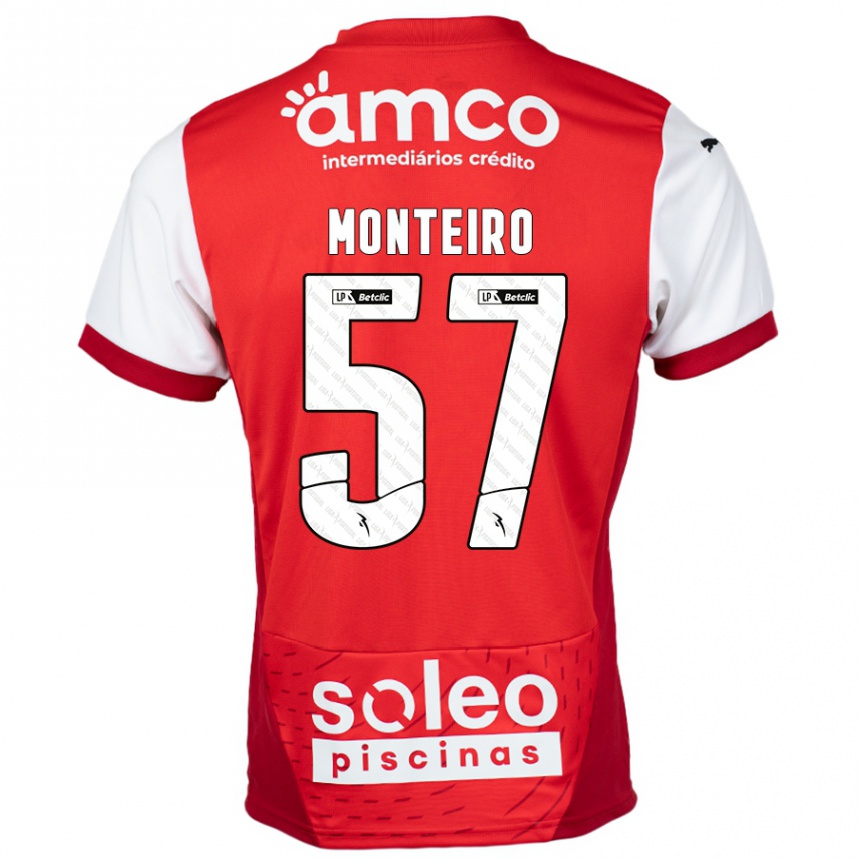 Niño Fútbol Camiseta Jordan Monteiro #57 Rojo Blanco 1ª Equipación 2024/25 Argentina