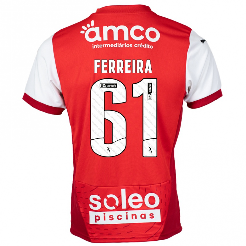 Niño Fútbol Camiseta Tiago Ferreira #61 Rojo Blanco 1ª Equipación 2024/25 Argentina