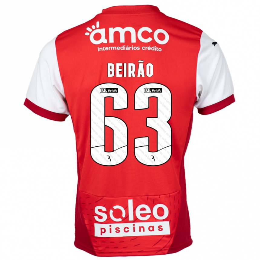 Niño Fútbol Camiseta Rodrigo Beirão #63 Rojo Blanco 1ª Equipación 2024/25 Argentina