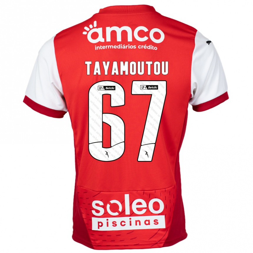 Niño Fútbol Camiseta Enzo Tayamoutou #67 Rojo Blanco 1ª Equipación 2024/25 Argentina