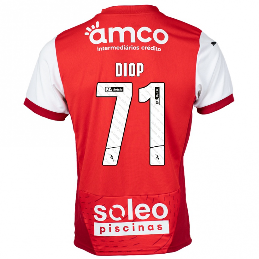 Niño Fútbol Camiseta Mamadou Diop #71 Rojo Blanco 1ª Equipación 2024/25 Argentina