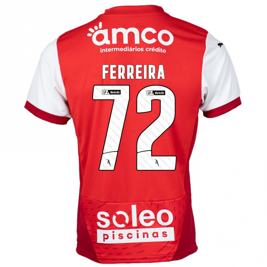 Niño Fútbol Camiseta André Ferreira #72 Rojo Blanco 1ª Equipación 2024/25 Argentina