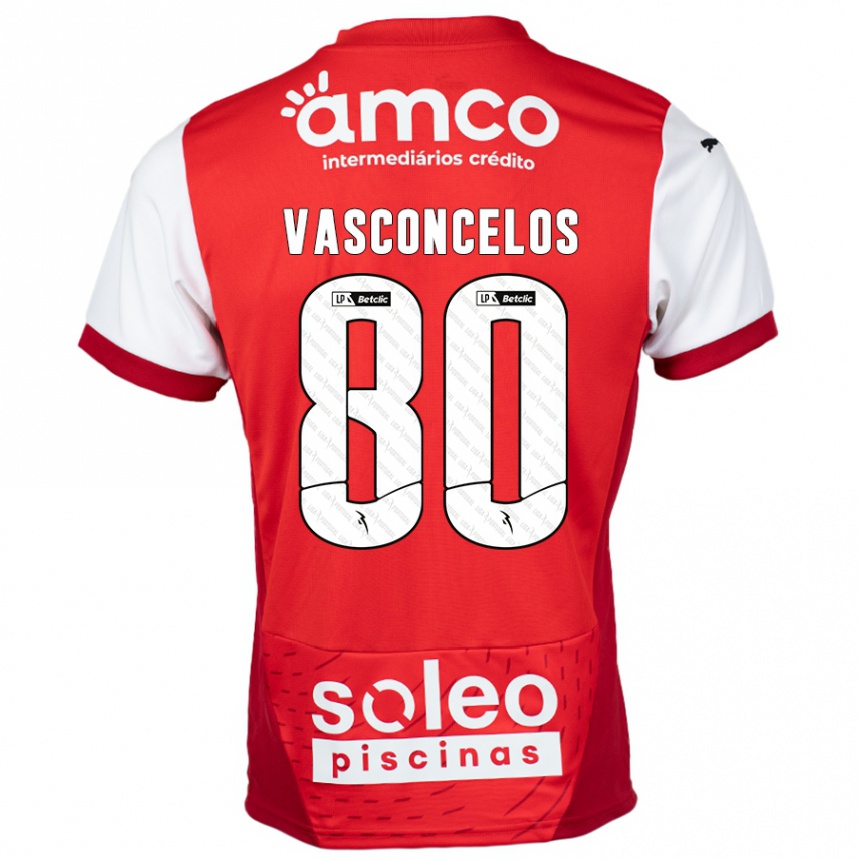 Niño Fútbol Camiseta Vasconcelos #80 Rojo Blanco 1ª Equipación 2024/25 Argentina