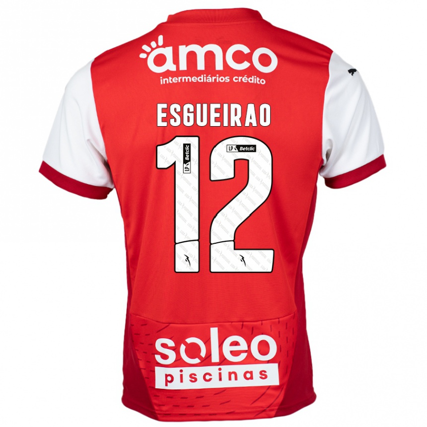 Niño Fútbol Camiseta Íris Esgueirão #12 Rojo Blanco 1ª Equipación 2024/25 Argentina