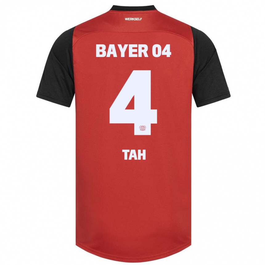 Niño Fútbol Camiseta Jonathan Tah #4 Rojo Negro 1ª Equipación 2024/25 Argentina