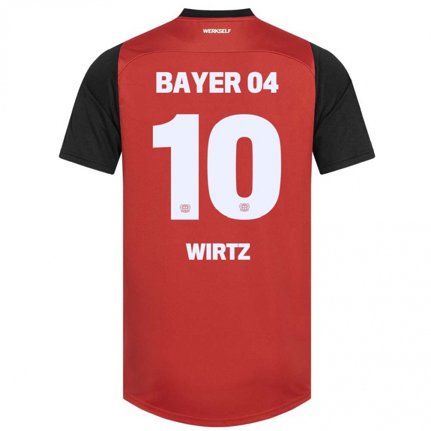 Niño Fútbol Camiseta Florian Wirtz #10 Rojo Negro 1ª Equipación 2024/25 Argentina