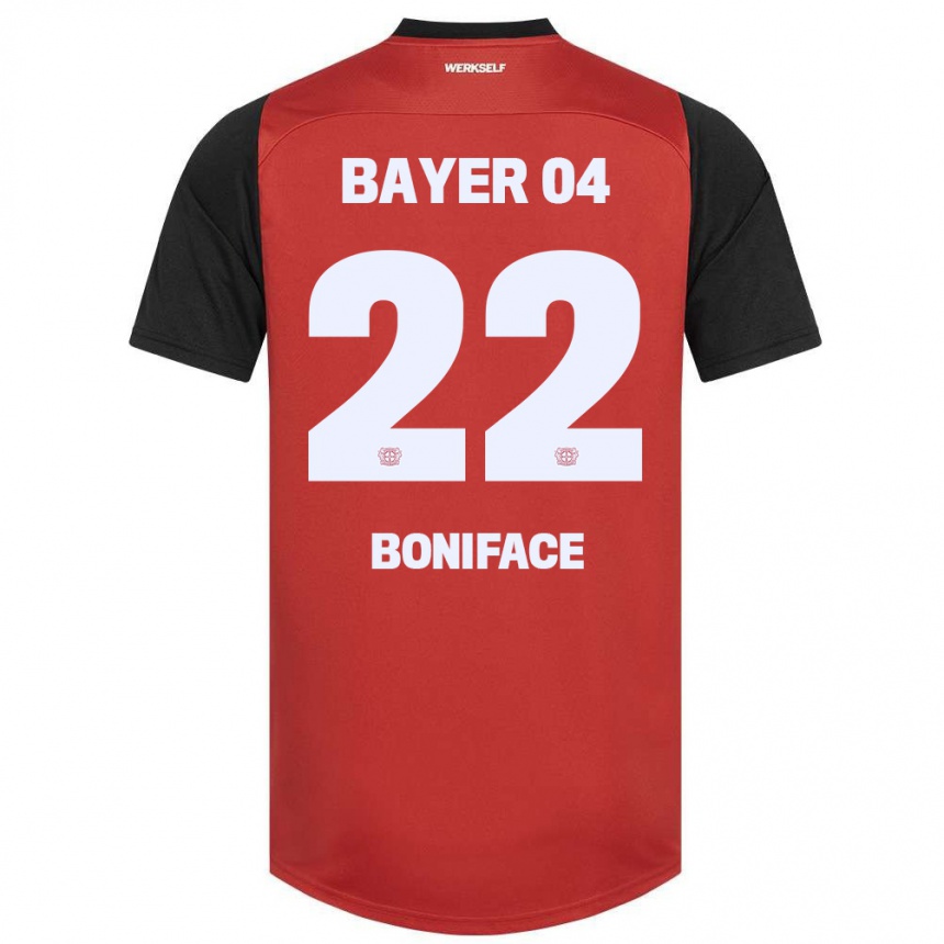 Niño Fútbol Camiseta Victor Boniface #22 Rojo Negro 1ª Equipación 2024/25 Argentina