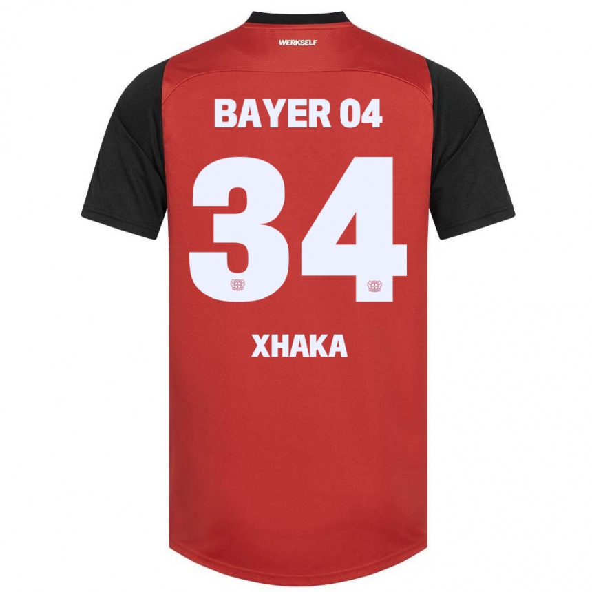 Niño Fútbol Camiseta Granit Xhaka #34 Rojo Negro 1ª Equipación 2024/25 Argentina