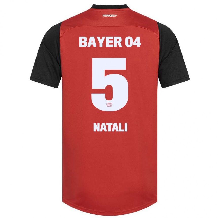 Niño Fútbol Camiseta Andrea Natali #5 Rojo Negro 1ª Equipación 2024/25 Argentina