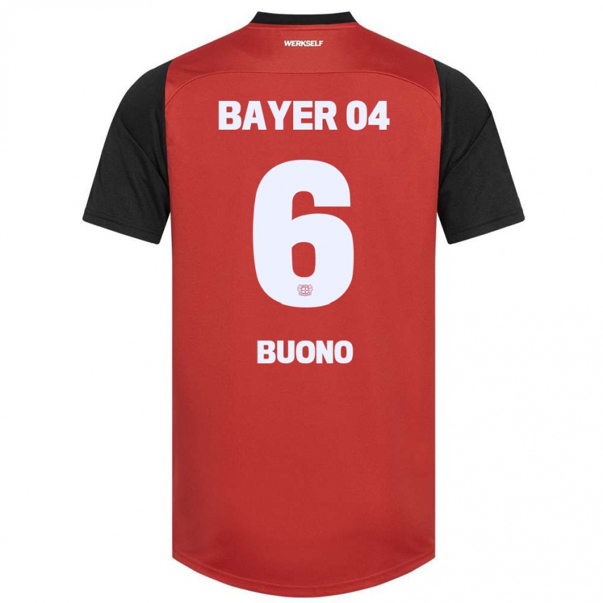 Niño Fútbol Camiseta Francesco Buono #6 Rojo Negro 1ª Equipación 2024/25 Argentina