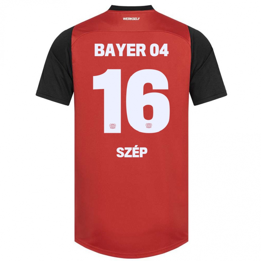 Niño Fútbol Camiseta Márton Szép #16 Rojo Negro 1ª Equipación 2024/25 Argentina