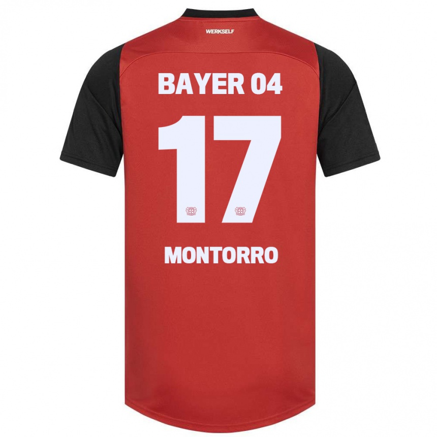 Niño Fútbol Camiseta Josuè Montorro #17 Rojo Negro 1ª Equipación 2024/25 Argentina