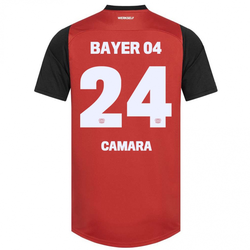 Niño Fútbol Camiseta Nourdine Camara #24 Rojo Negro 1ª Equipación 2024/25 Argentina