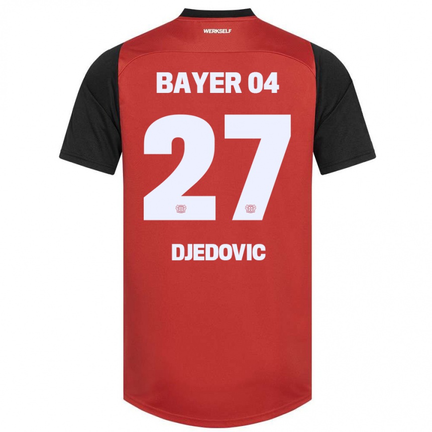 Niño Fútbol Camiseta Seldin Djedovic #27 Rojo Negro 1ª Equipación 2024/25 Argentina