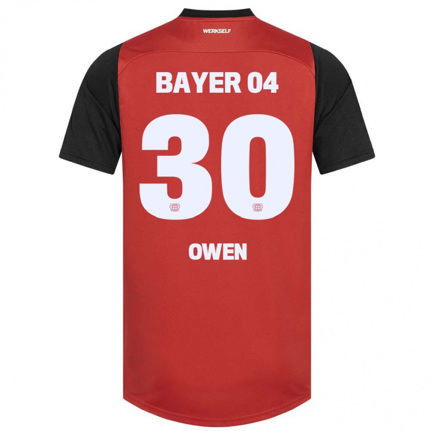 Niño Fútbol Camiseta Emmanuel Owen #30 Rojo Negro 1ª Equipación 2024/25 Argentina