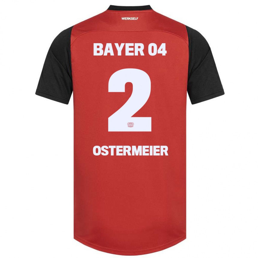 Niño Fútbol Camiseta Selina Ostermeier #2 Rojo Negro 1ª Equipación 2024/25 Argentina