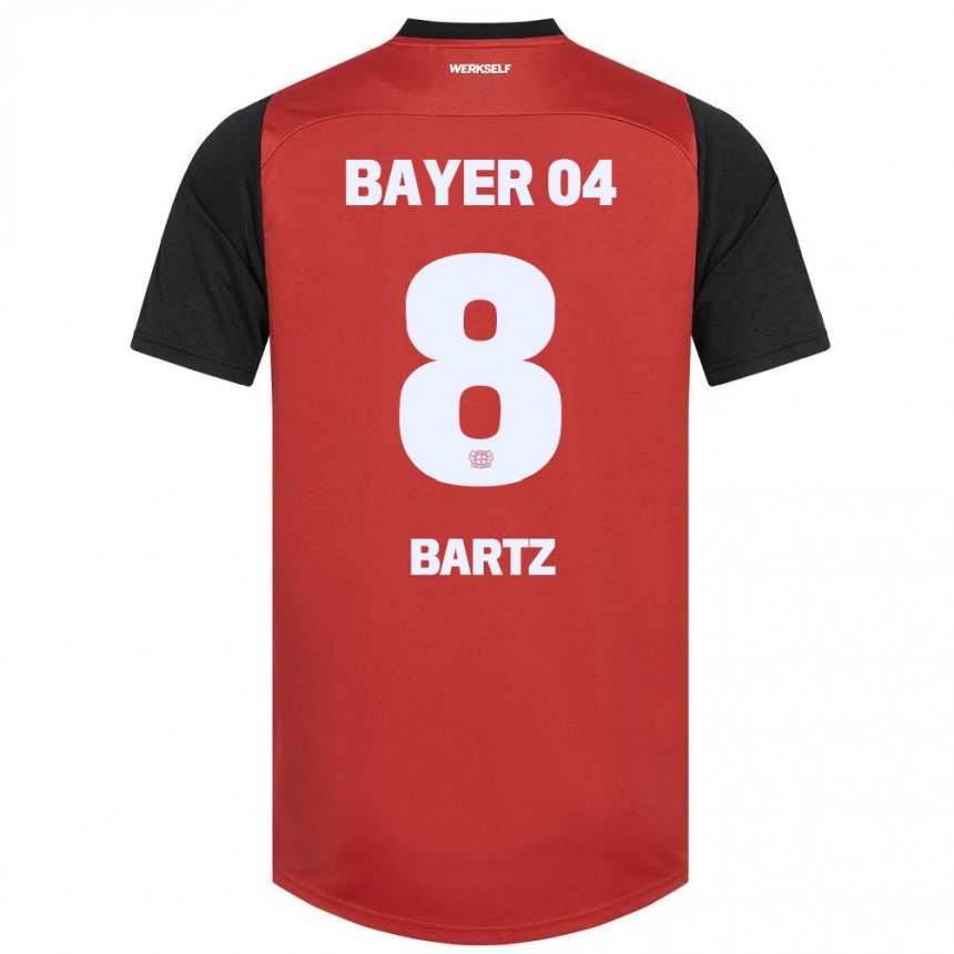 Niño Fútbol Camiseta Paulina Bartz #8 Rojo Negro 1ª Equipación 2024/25 Argentina