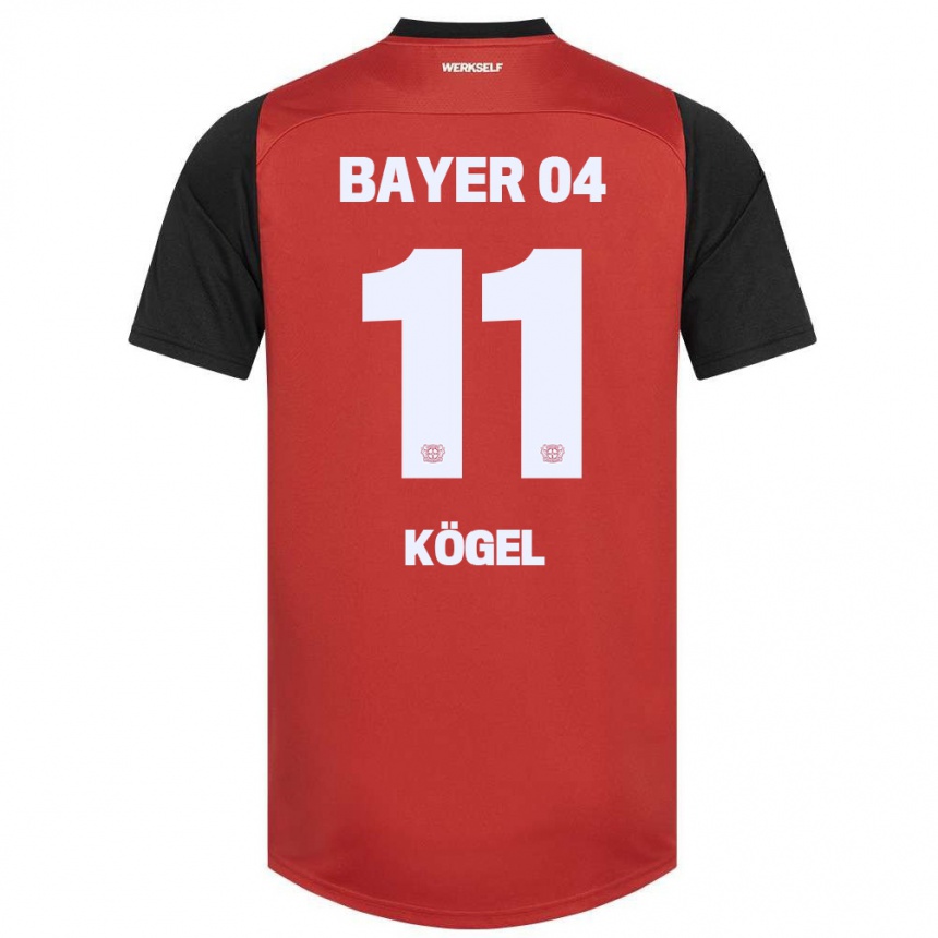 Niño Fútbol Camiseta Kristin Kögel #11 Rojo Negro 1ª Equipación 2024/25 Argentina