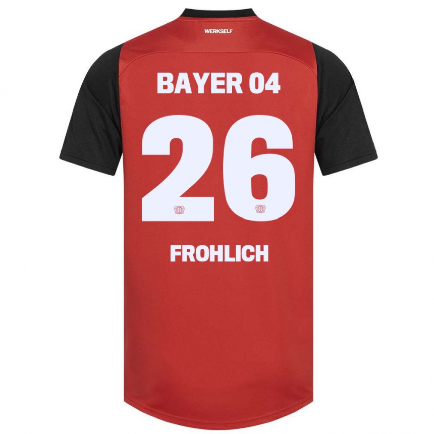 Niño Fútbol Camiseta Clara Fröhlich #26 Rojo Negro 1ª Equipación 2024/25 Argentina