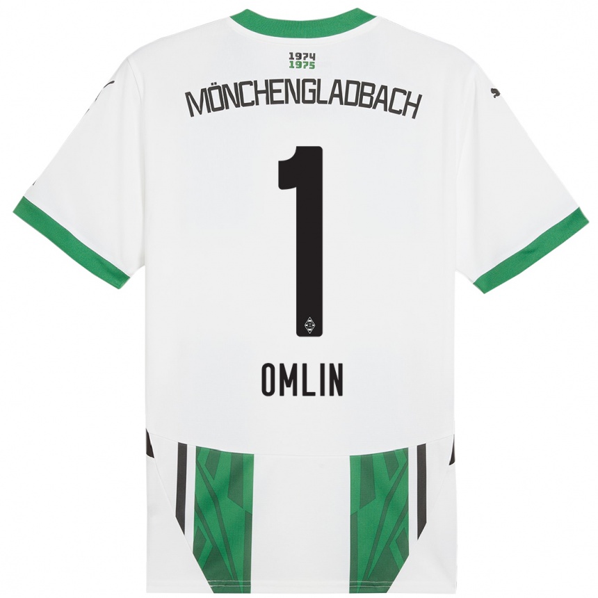 Niño Fútbol Camiseta Jonas Omlin #1 Blanco Verde 1ª Equipación 2024/25 Argentina