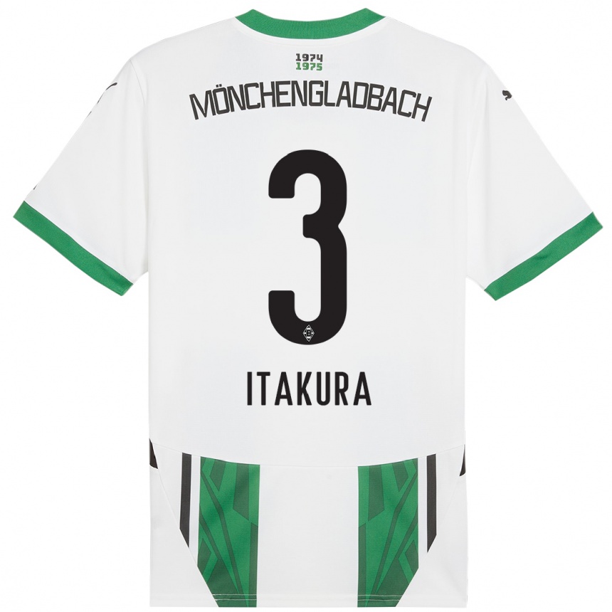 Niño Fútbol Camiseta Ko Itakura #3 Blanco Verde 1ª Equipación 2024/25 Argentina