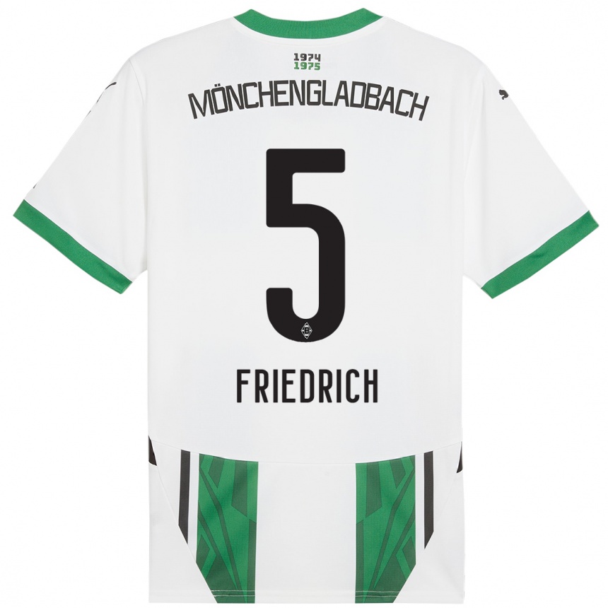 Niño Fútbol Camiseta Marvin Friedrich #5 Blanco Verde 1ª Equipación 2024/25 Argentina