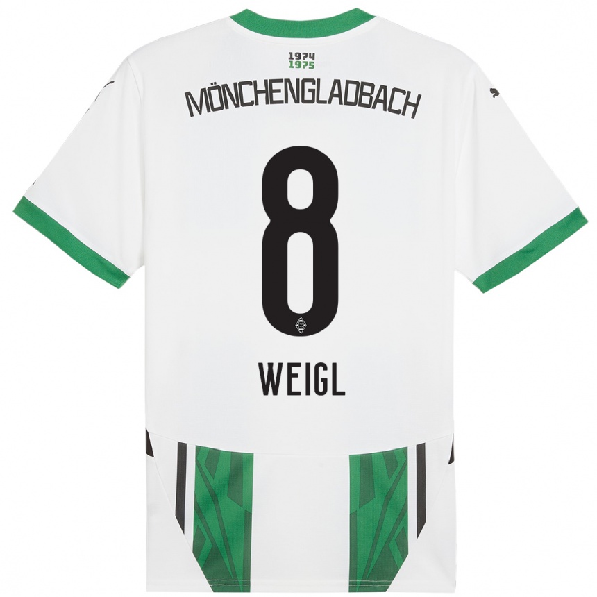 Niño Fútbol Camiseta Julian Weigl #8 Blanco Verde 1ª Equipación 2024/25 Argentina