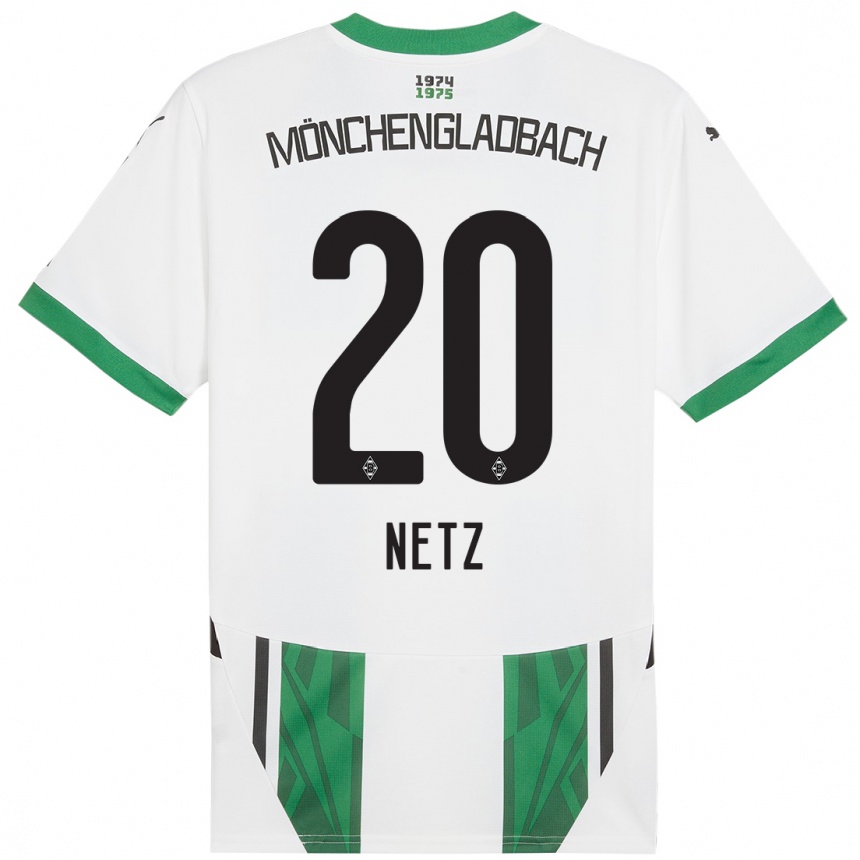 Niño Fútbol Camiseta Luca Netz #20 Blanco Verde 1ª Equipación 2024/25 Argentina