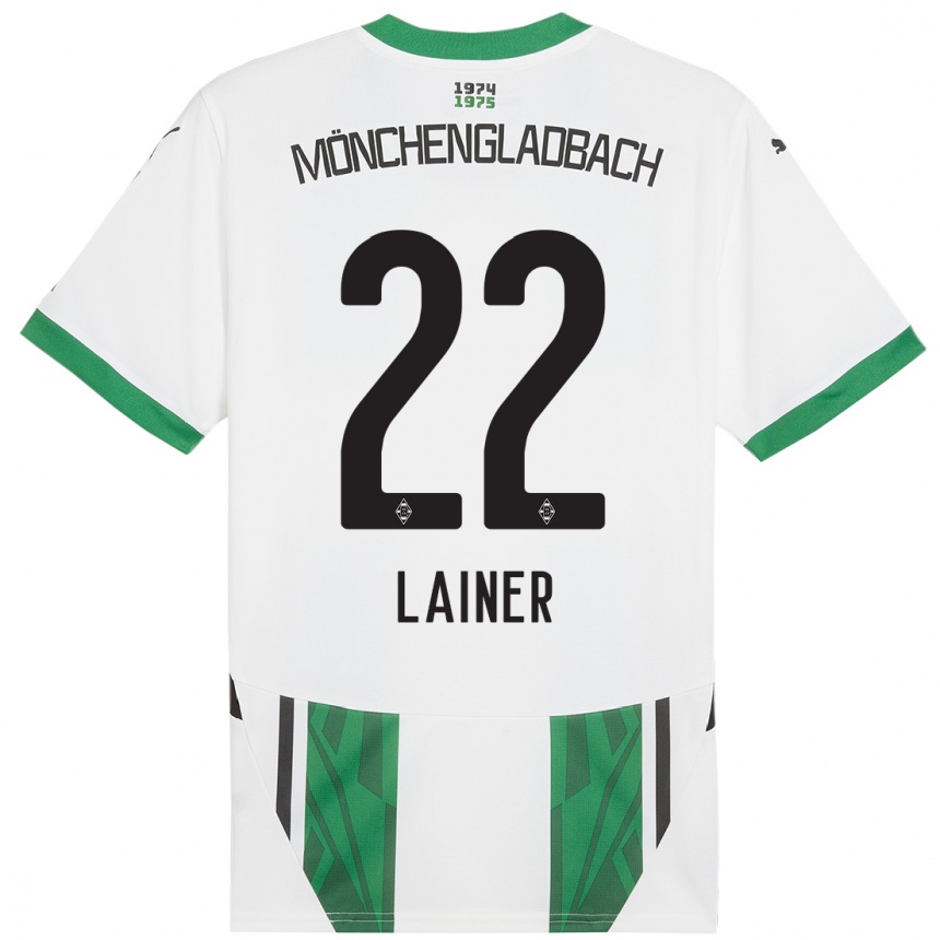 Niño Fútbol Camiseta Stefan Lainer #22 Blanco Verde 1ª Equipación 2024/25 Argentina