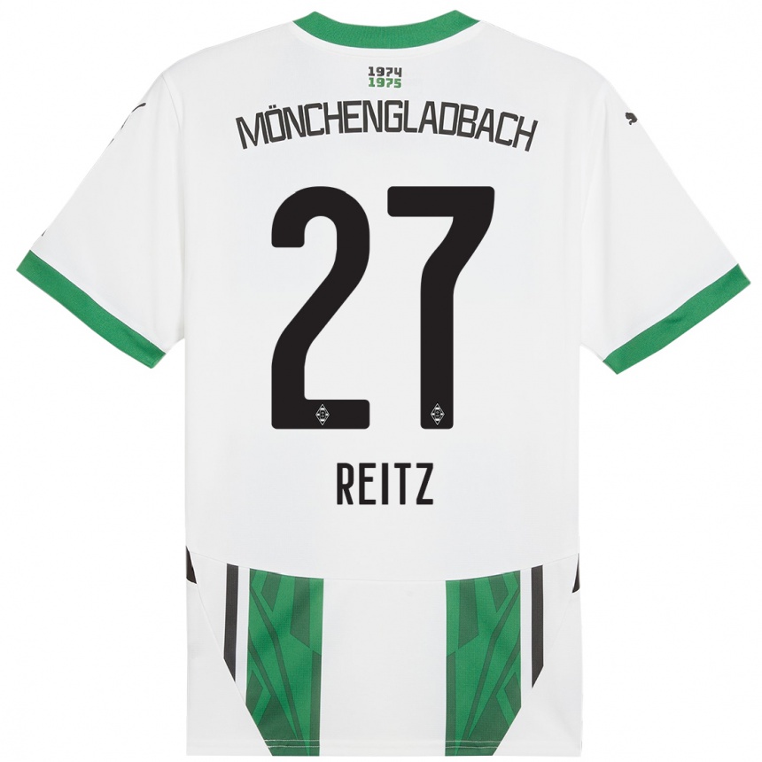 Niño Fútbol Camiseta Rocco Reitz #27 Blanco Verde 1ª Equipación 2024/25 Argentina