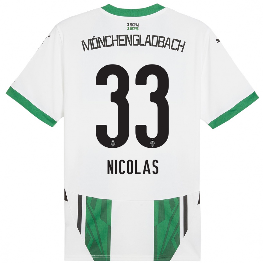 Niño Fútbol Camiseta Moritz Nicolas #33 Blanco Verde 1ª Equipación 2024/25 Argentina