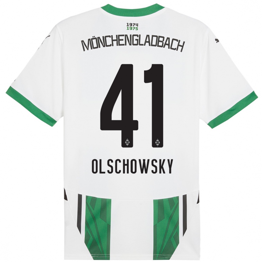 Niño Fútbol Camiseta Jan Olschowsky #41 Blanco Verde 1ª Equipación 2024/25 Argentina