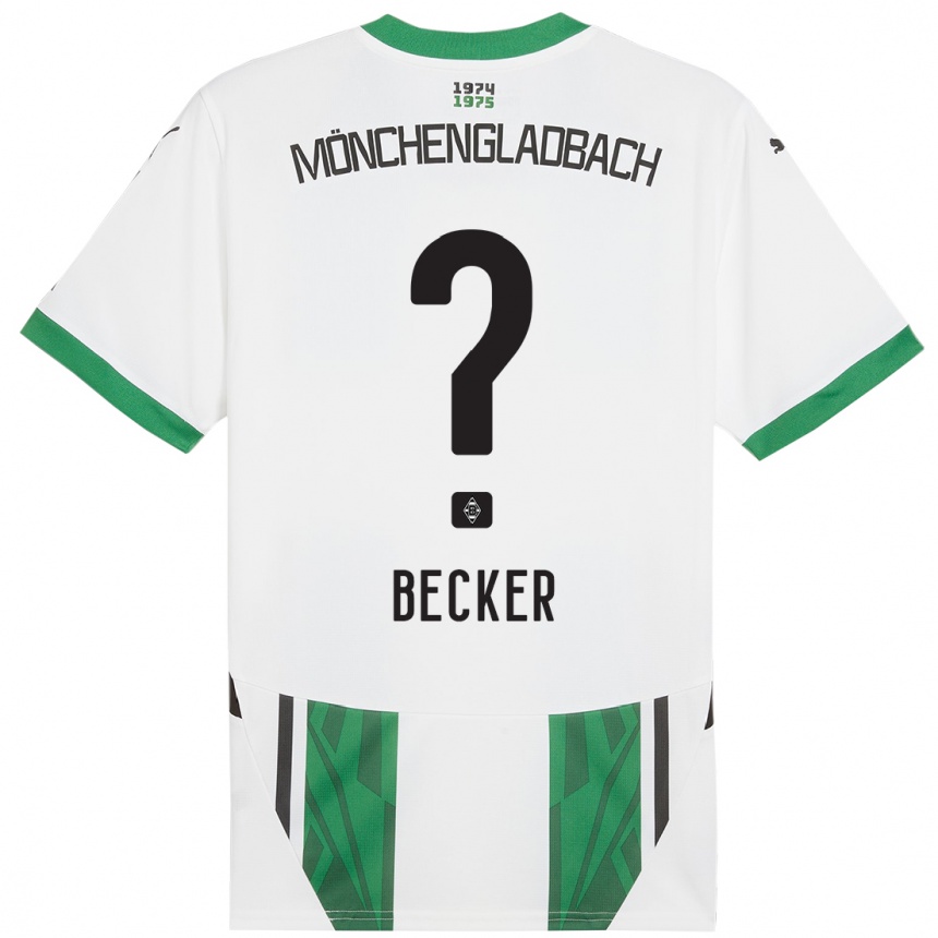 Niño Fútbol Camiseta Benjamin Becker #0 Blanco Verde 1ª Equipación 2024/25 Argentina