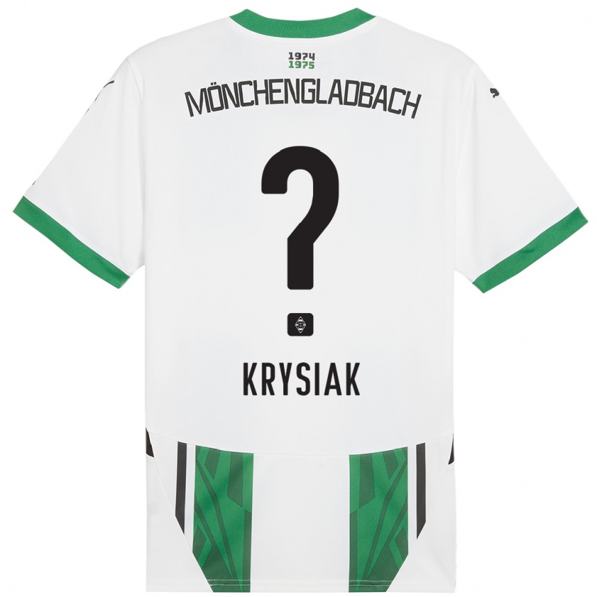 Niño Fútbol Camiseta Bartlomiej Krysiak #0 Blanco Verde 1ª Equipación 2024/25 Argentina