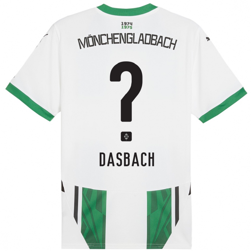 Niño Fútbol Camiseta Yannik Dasbach #0 Blanco Verde 1ª Equipación 2024/25 Argentina