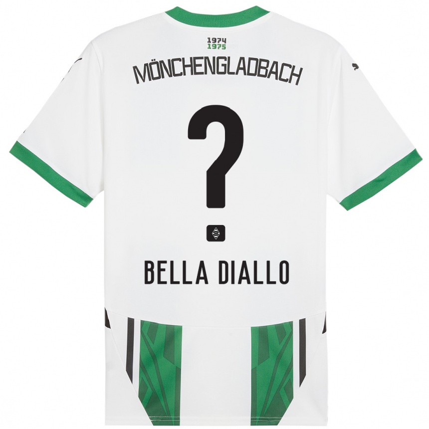 Niño Fútbol Camiseta Oumar Bella Diallo #0 Blanco Verde 1ª Equipación 2024/25 Argentina