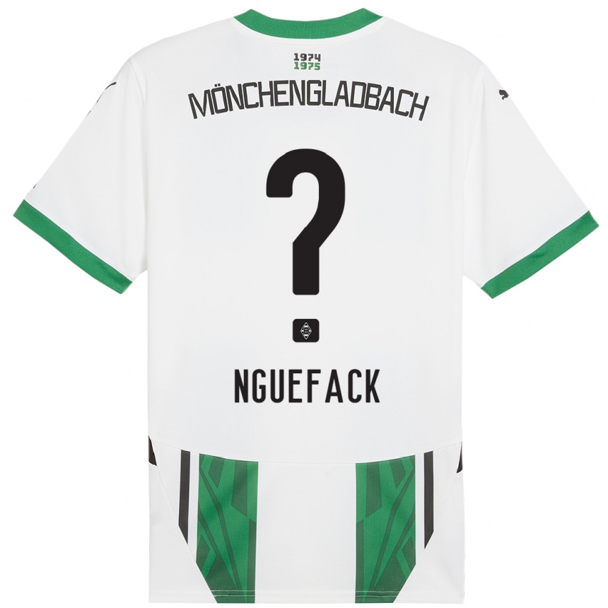 Niño Fútbol Camiseta Mathieu Nguefack #0 Blanco Verde 1ª Equipación 2024/25 Argentina