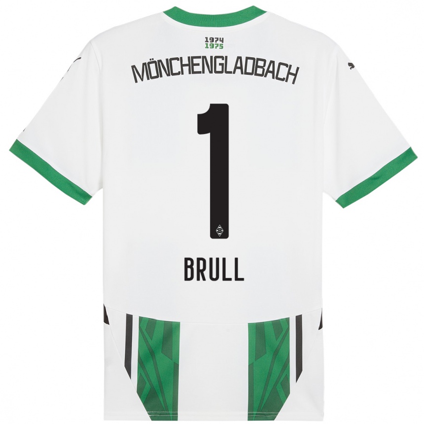 Niño Fútbol Camiseta Maximilian Brüll #1 Blanco Verde 1ª Equipación 2024/25 Argentina