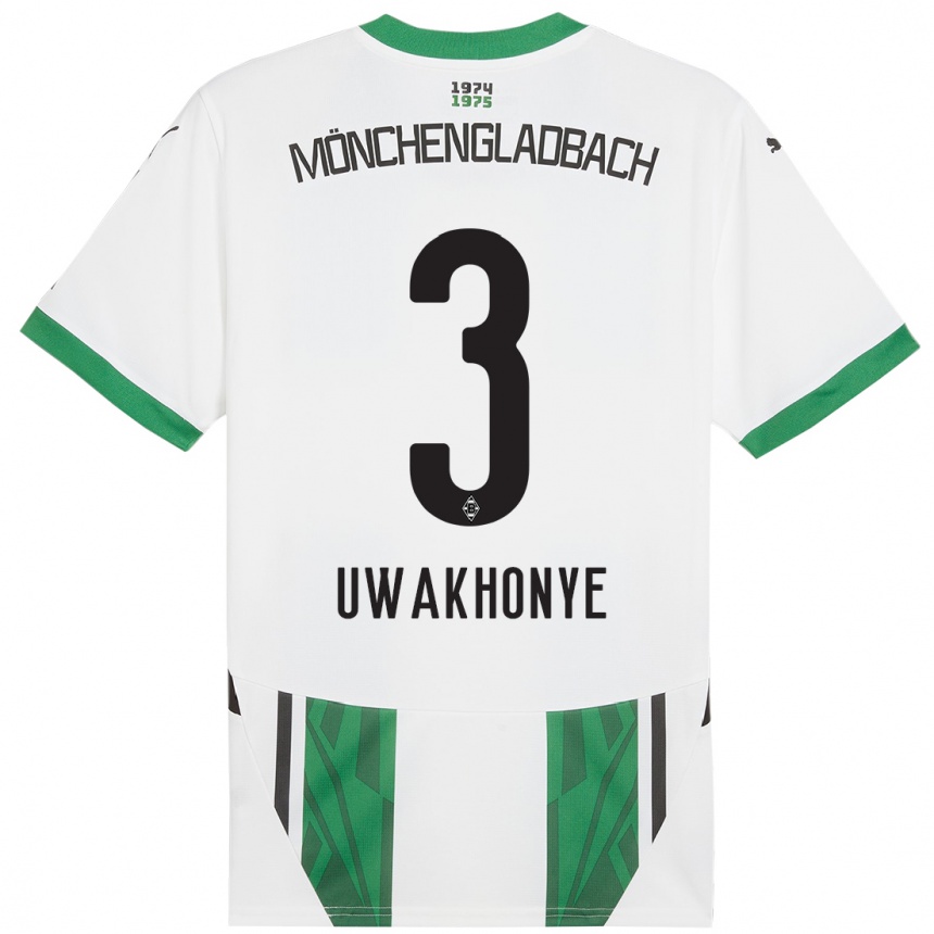 Niño Fútbol Camiseta Joshua Uwakhonye #3 Blanco Verde 1ª Equipación 2024/25 Argentina