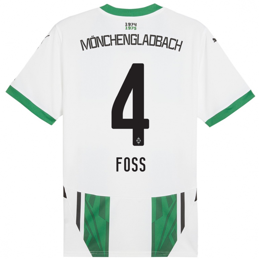 Niño Fútbol Camiseta Jonathan Foss #4 Blanco Verde 1ª Equipación 2024/25 Argentina