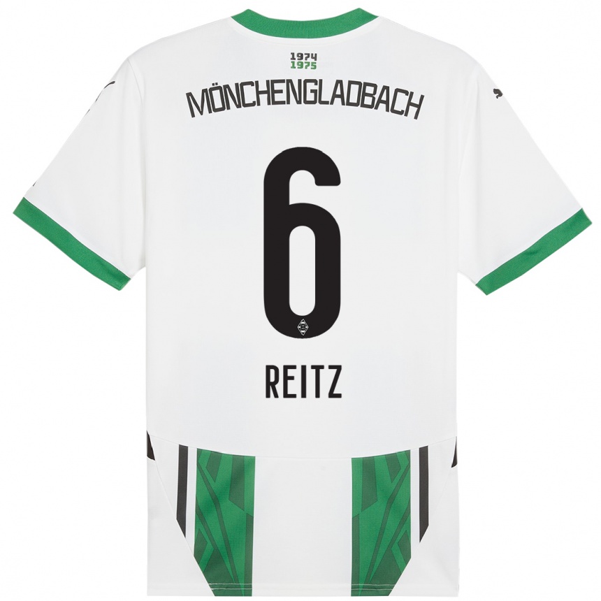 Niño Fútbol Camiseta Tony Reitz #6 Blanco Verde 1ª Equipación 2024/25 Argentina