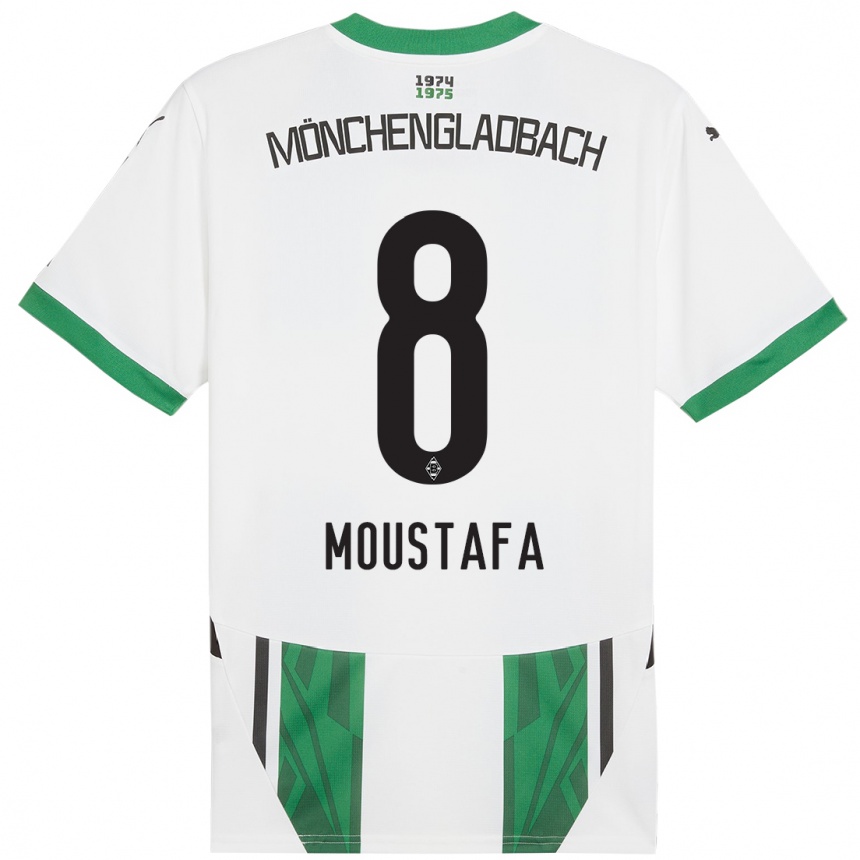 Niño Fútbol Camiseta Moustafa Ashraf Moustafa #8 Blanco Verde 1ª Equipación 2024/25 Argentina