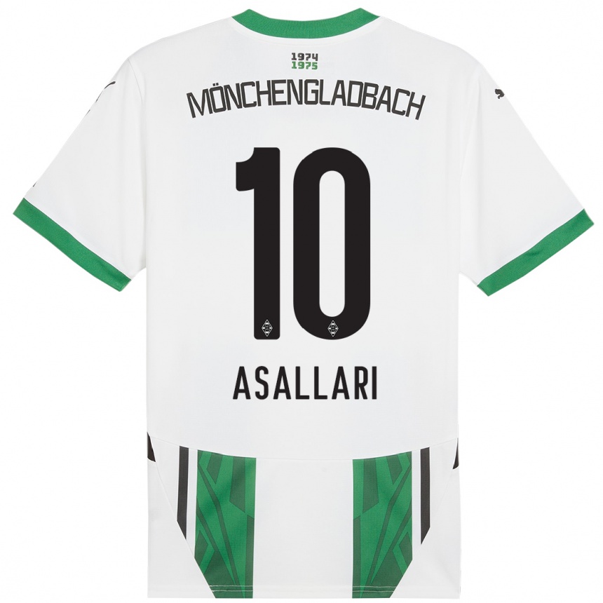 Niño Fútbol Camiseta Kushtrim Asallari #10 Blanco Verde 1ª Equipación 2024/25 Argentina