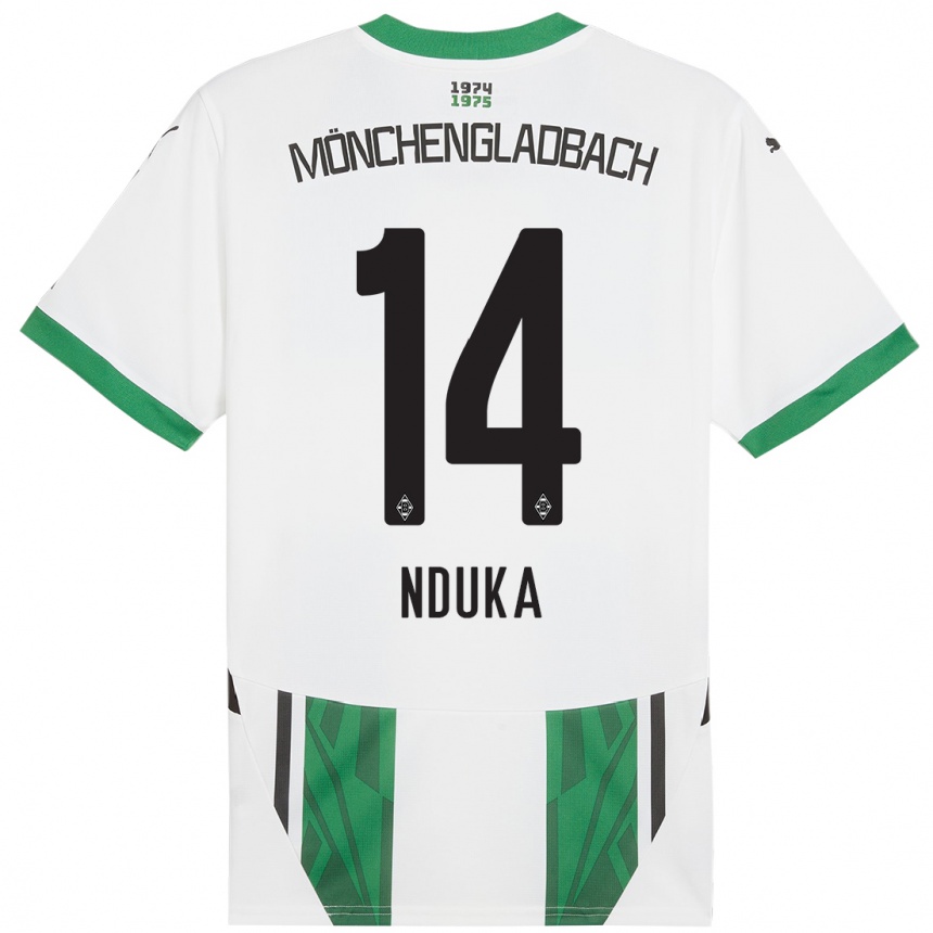 Niño Fútbol Camiseta Michael Nduka #14 Blanco Verde 1ª Equipación 2024/25 Argentina