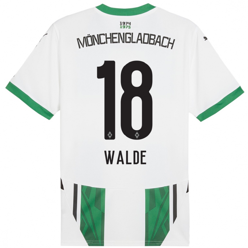 Niño Fútbol Camiseta Simon Walde #18 Blanco Verde 1ª Equipación 2024/25 Argentina