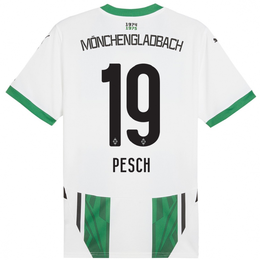 Niño Fútbol Camiseta Noah Pesch #19 Blanco Verde 1ª Equipación 2024/25 Argentina