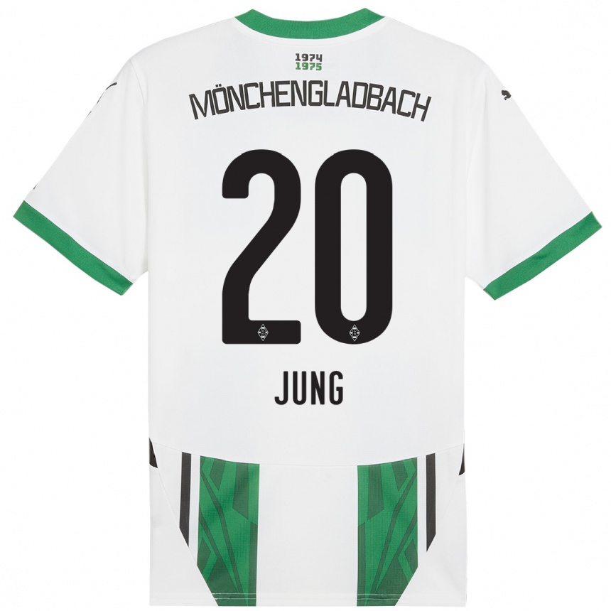 Niño Fútbol Camiseta In-Gyom Jung #20 Blanco Verde 1ª Equipación 2024/25 Argentina