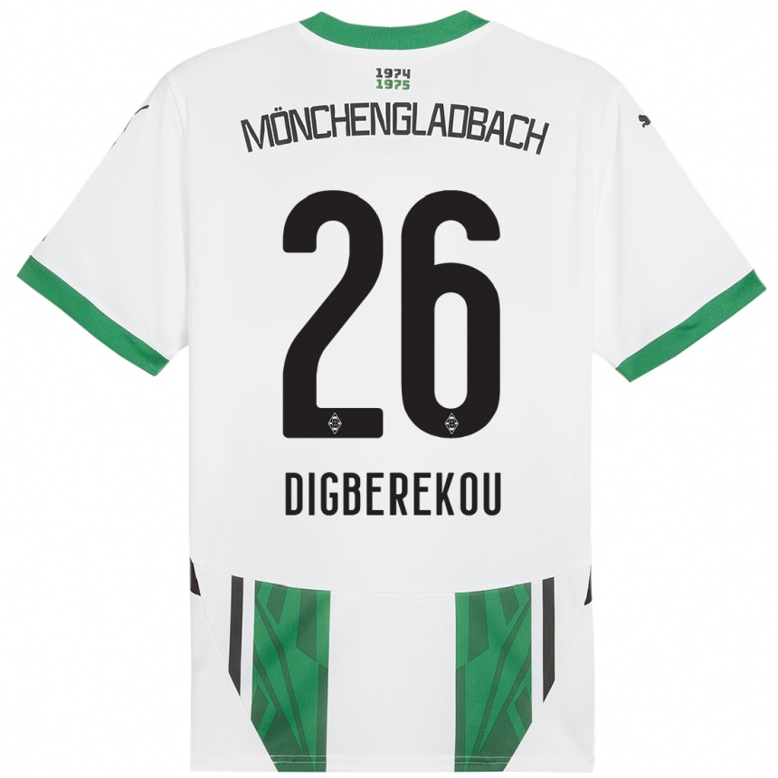 Niño Fútbol Camiseta Ibrahim Digberekou #26 Blanco Verde 1ª Equipación 2024/25 Argentina