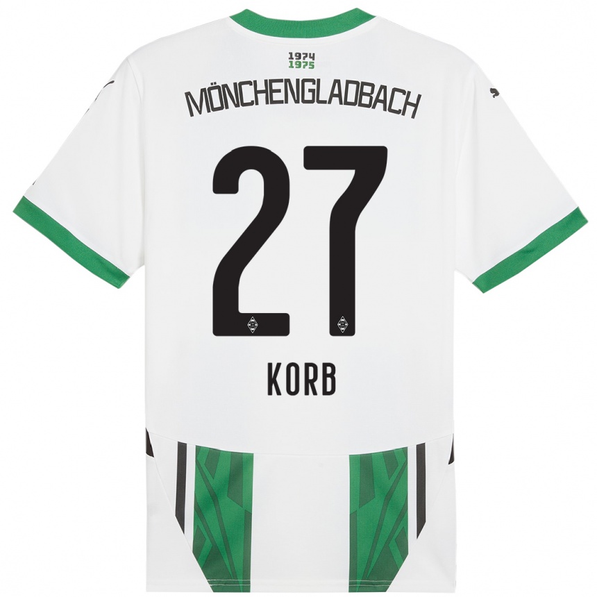 Niño Fútbol Camiseta Julian Korb #27 Blanco Verde 1ª Equipación 2024/25 Argentina